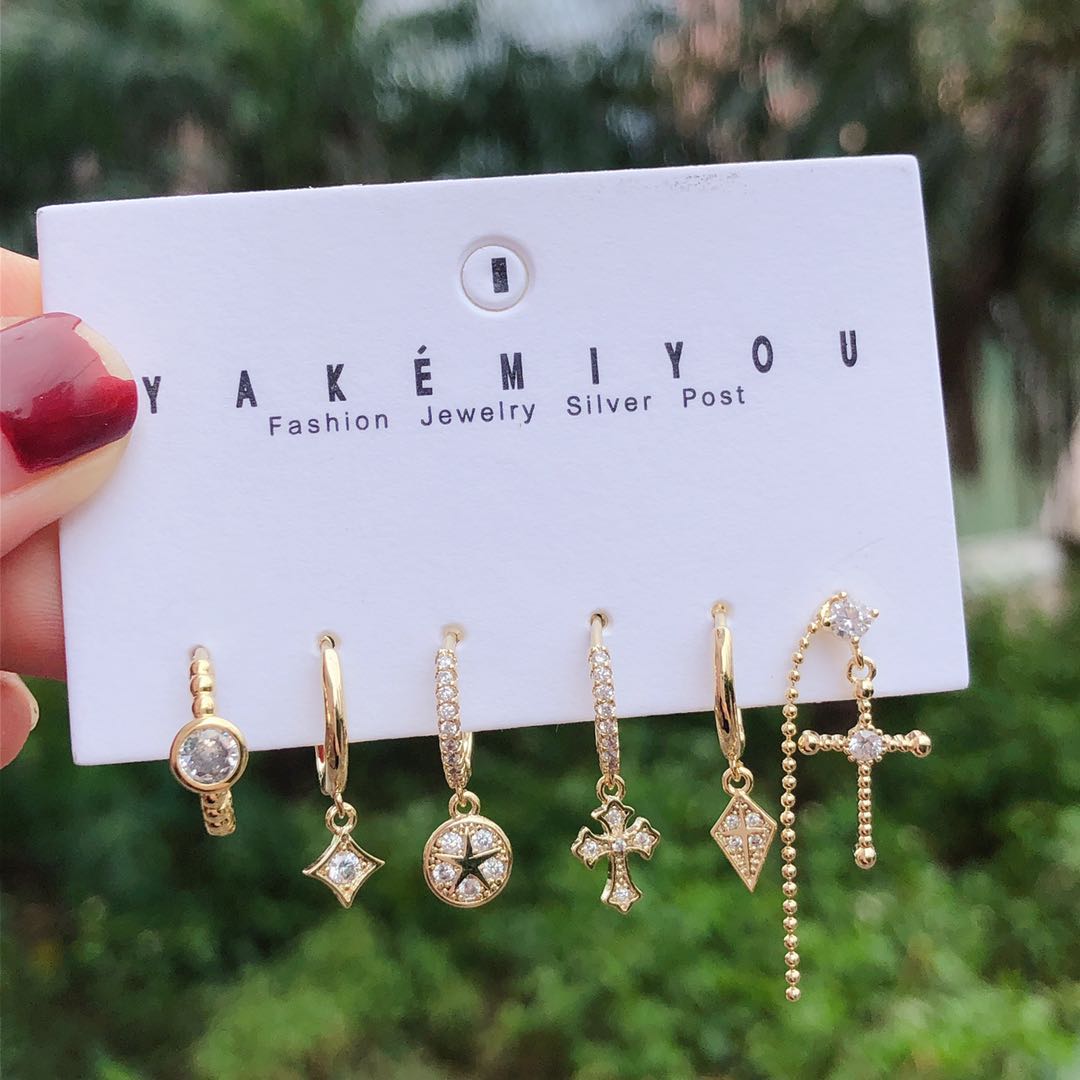 Set mess cross charms earring