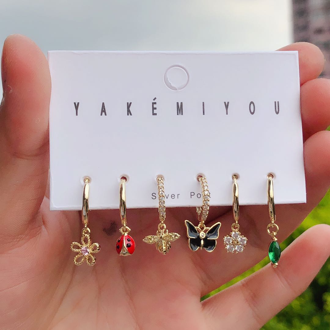 Set flowers charms earring