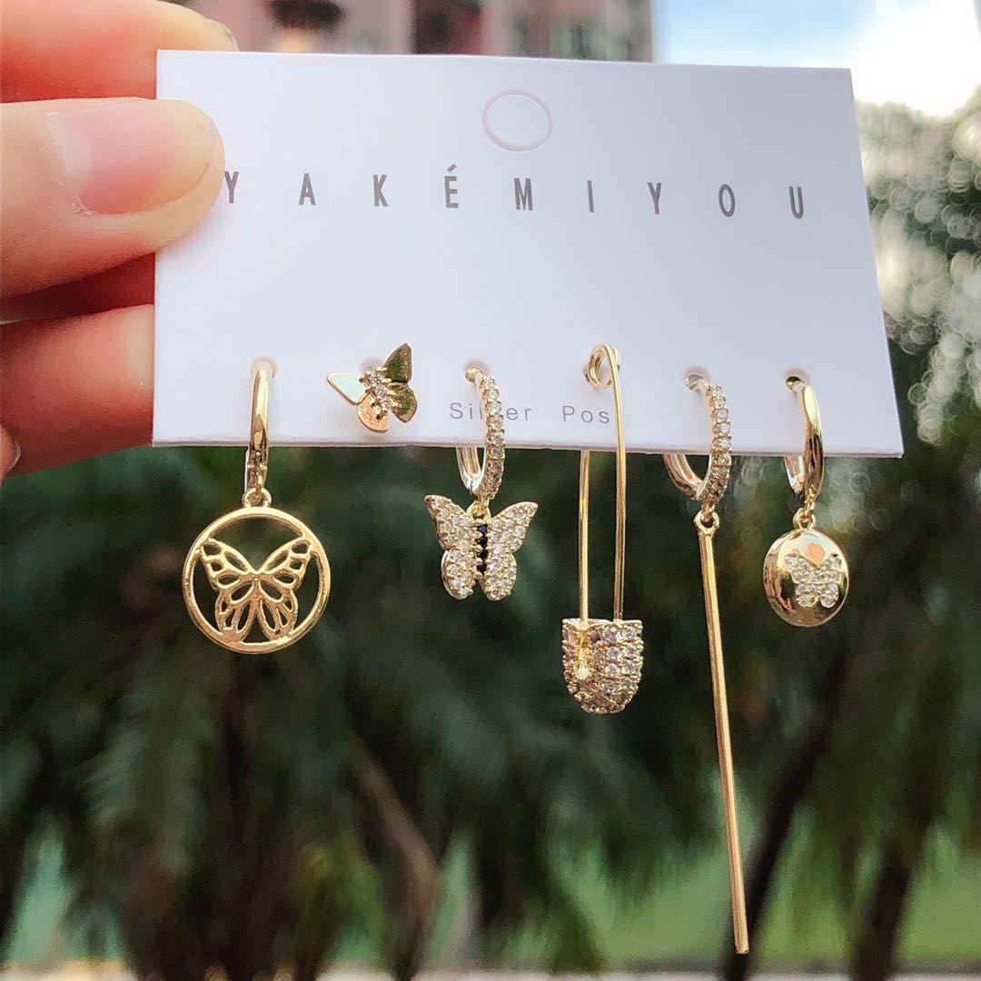 Set butterfly charms earring
