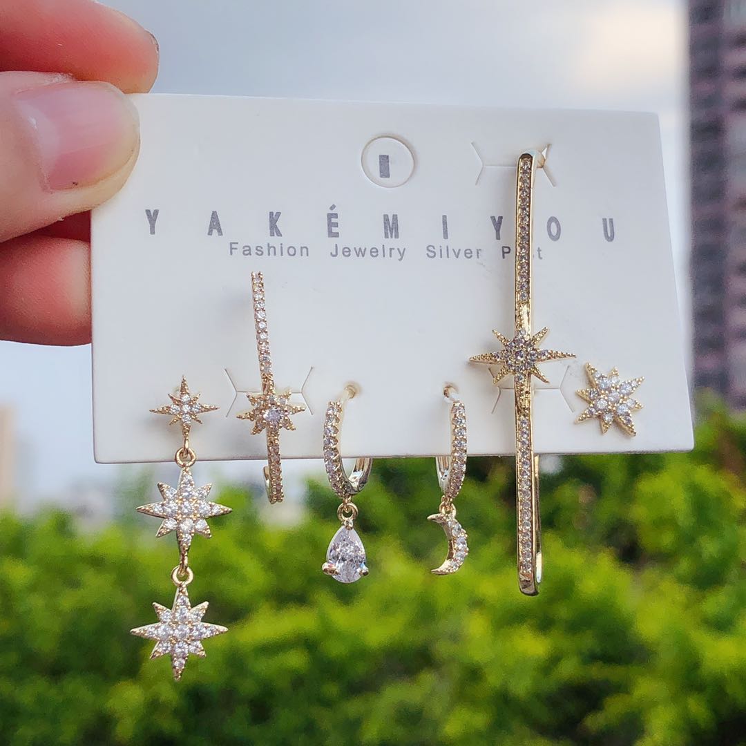 Set star charms earring