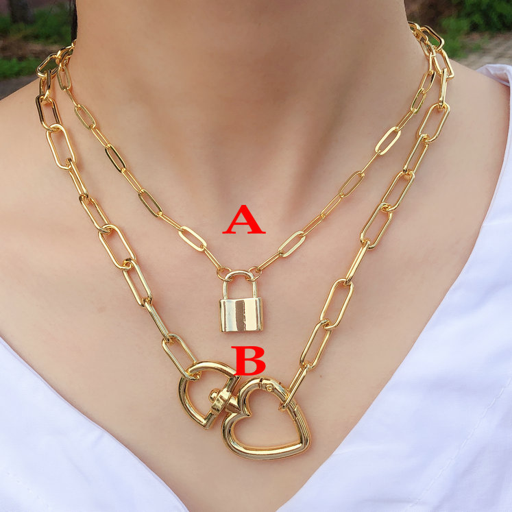 Locker charm neckalce , Big size heart locker charm chain pendant