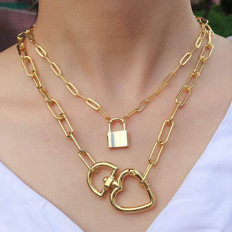 Locker charm neckalce , Big size heart locker charm chain pendant