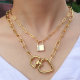 Locker charm neckalce , Big size heart locker charm chain pendant
