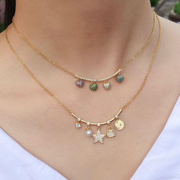 Heart charms neckalce . star locker charms neckalce