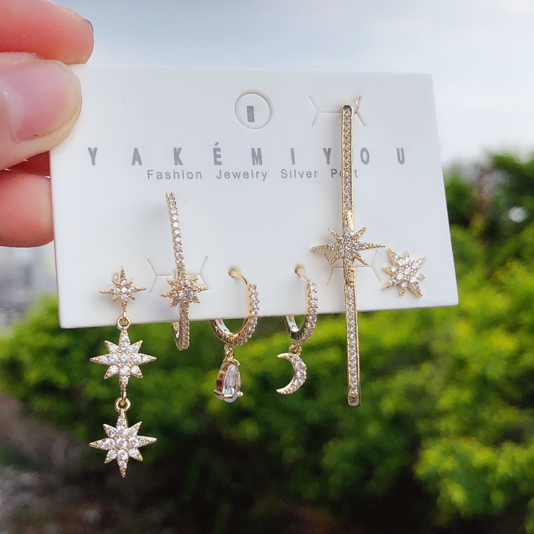 Set star charms earring
