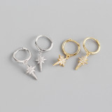 INS Geometric Octagonal Star Ear Clip Pave cz S925 Silver Earrings
