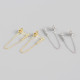 INS Geometric A Row Of Tassel Ear Clip Pave cz S925 Silver Earrings