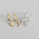 INS Geometric Star And Moon Ear Clip Pave cz S925 Silver Earrings
