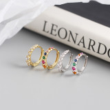 INS A Row Of White/Colorful Stone Ear Clip Pave cz S925 Silver Earrings