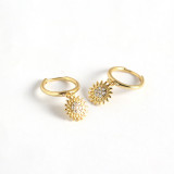 INS Sunflower Pave cz Ear Clip S925 Silver Earrings