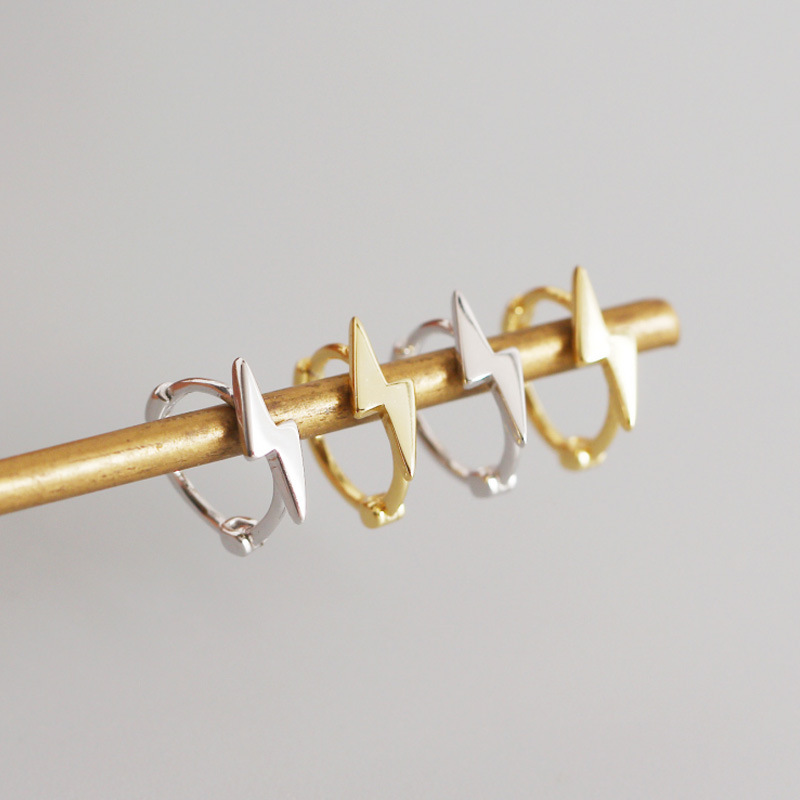 INS Smooth-faced Lightning Ear Clip S925 Silver Earrings