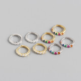 INS A Row Of White/Colorful Stone Ear Clip Pave cz S925 Silver Earrings