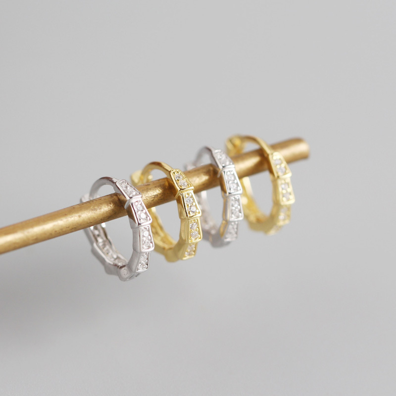 INS Geometric Ear Clip Pave cz S925 Silver Earrings