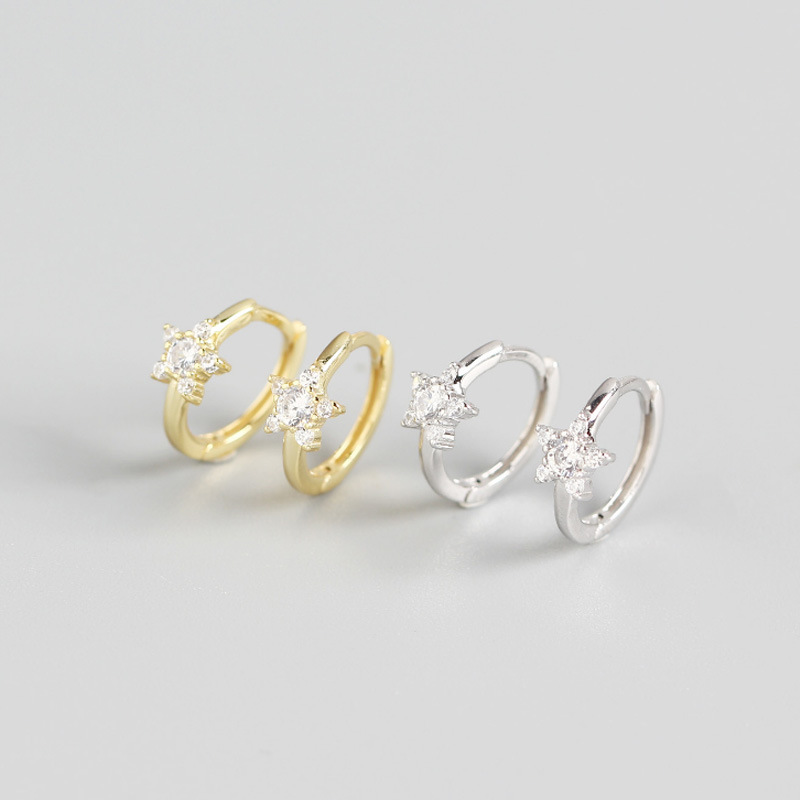 INS Geometric Star Ear Clip Pave cz S925 Silver Earrings