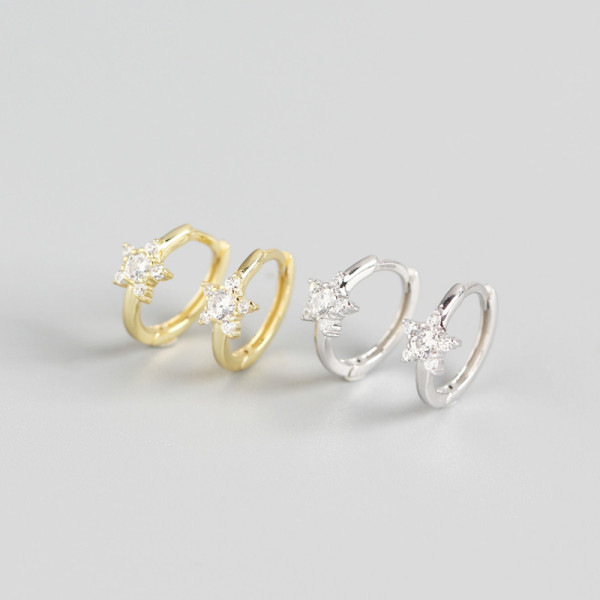 INS Geometric Star Ear Clip Pave cz S925 Silver Earrings