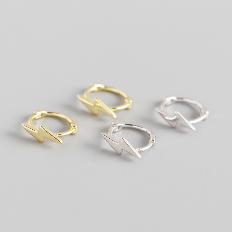 INS Smooth-faced Lightning Ear Clip S925 Silver Earrings