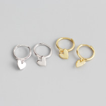 INS Simple Heart Charm Ear Clip S925 Silver Earrings
