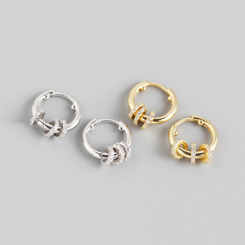 INS Lucky Bead Ear Clip Pave cz S925 Silver Earrings