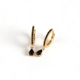 INS Geometric Water Drop Charm  Celi Ear Clip Pave cz S925 Silver Earrings