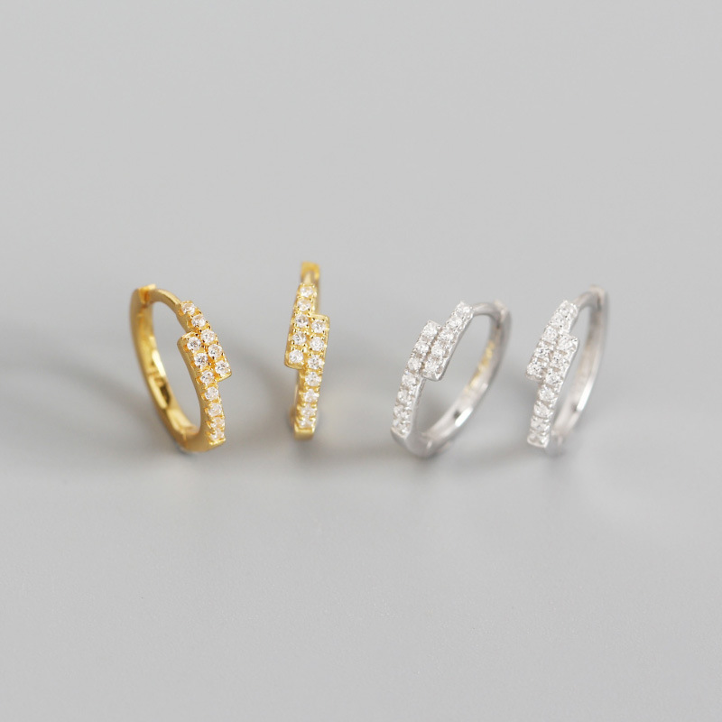 INS Pave White Stone Ear Clip S925 Silver Earrings