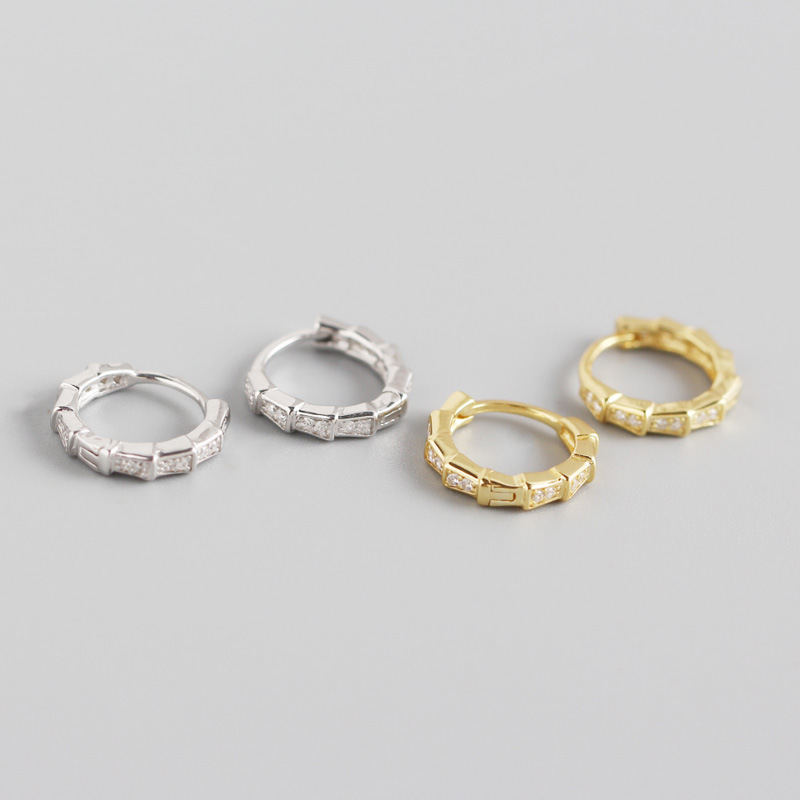 INS Geometric Ear Clip Pave cz S925 Silver Earrings