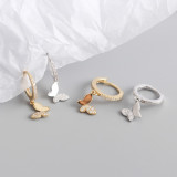 INS Butterfly Ornament Ear Clip Pave cz S925 Silver Earrings