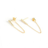 INS Geometric A Row Of Tassel Ear Clip Pave cz S925 Silver Earrings