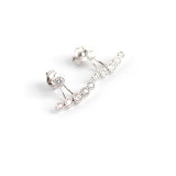 A Row Of White Stone Adjustable Pave cz S925 Silver Stud Earrings