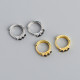 Geometric Rectangle Black Stone Ear Clip S925 Silver Earrings