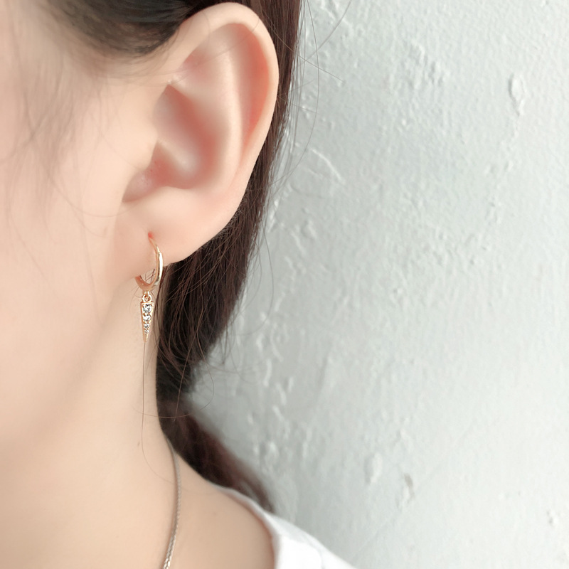 Geometric Mitsubishi Cone Punk Style Ear Clip S925 Silver Stud Earrings