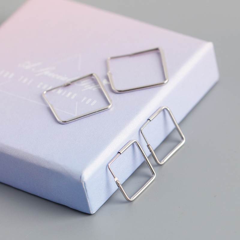Geometric Square Ear Clip S925 Silver Earrings