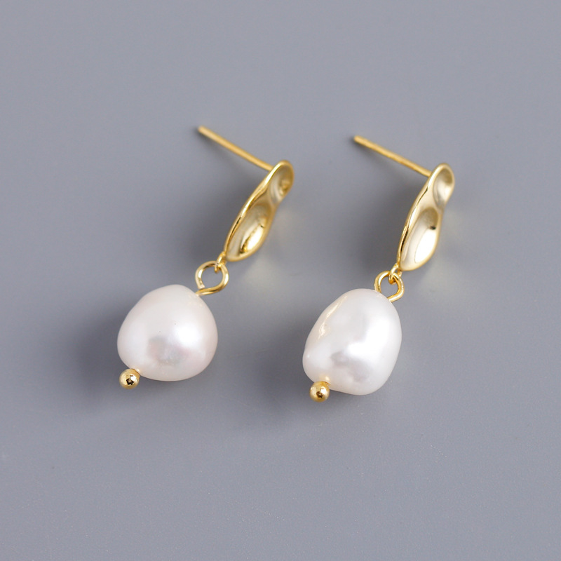 Baroque Style Irregular Freshwater Pearl S925 Silver Stud Earrings