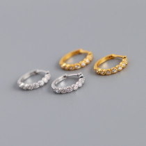 A Row Of Pave White Stone  S925 Silver Stud Earrings