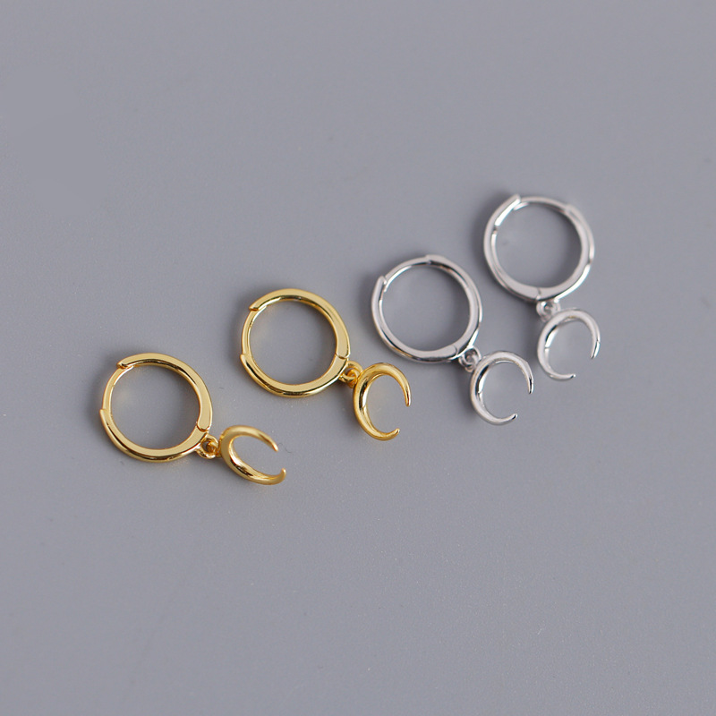 Crescent Moon Ear Clip S925 Silver Earrings
