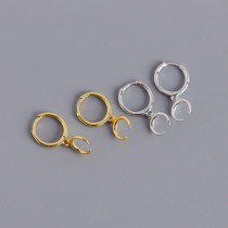 Crescent Moon Ear Clip S925 Silver Earrings