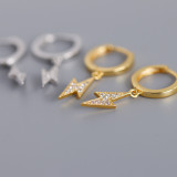 Lightning Pave cz Ear Clip S925 Silver Earrings