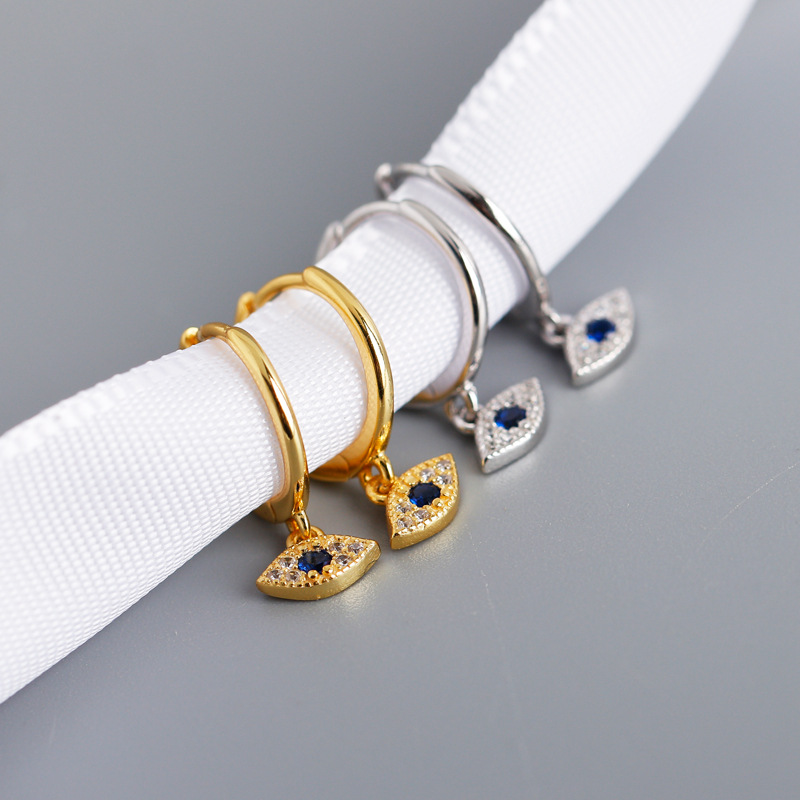 Blue Devil Eye Ear Clip S925 Silver Earrings