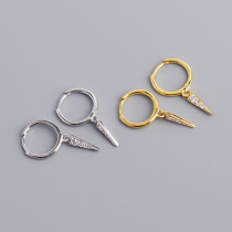 Geometric Mitsubishi Cone Punk Style Ear Clip S925 Silver Stud Earrings