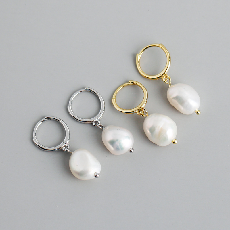 Freshwater Pearl Ear Clip S925 Silver Stud Earrings