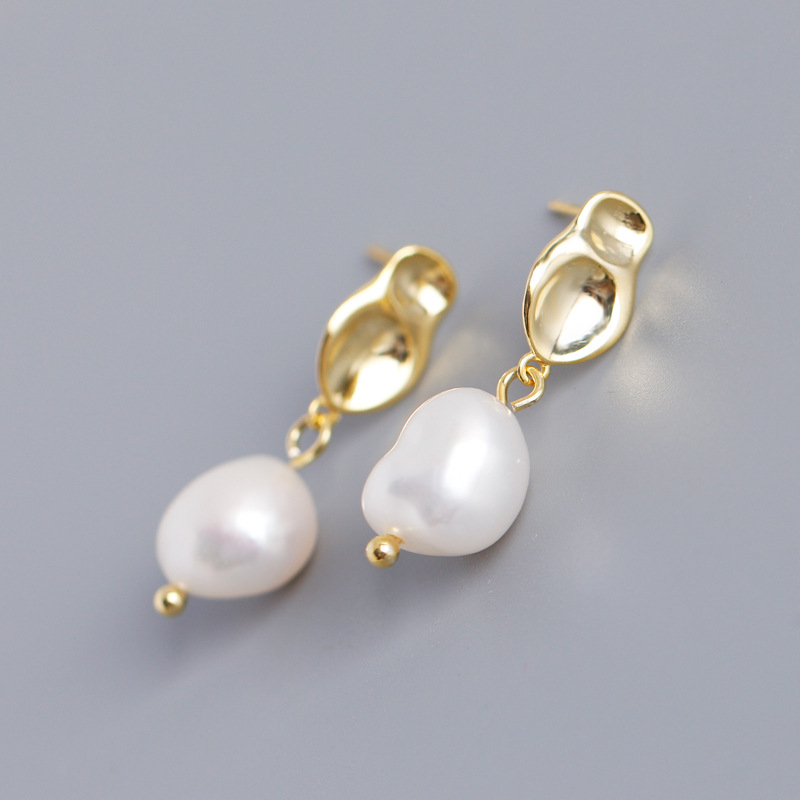 Baroque Style Irregular Freshwater Pearl S925 Silver Stud Earrings