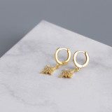 Geometric Anise Star Ear Clip Pave cz S925 Silver Earrings