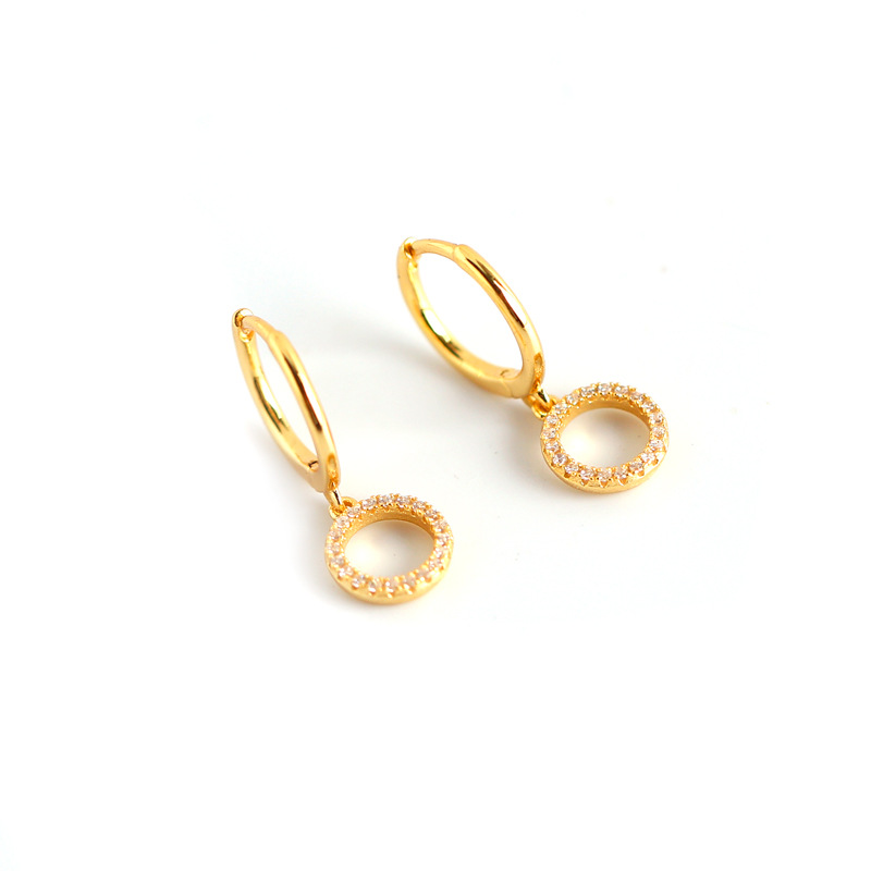 INS Circle Pave cz Ear Clip S925 Silver Earrings