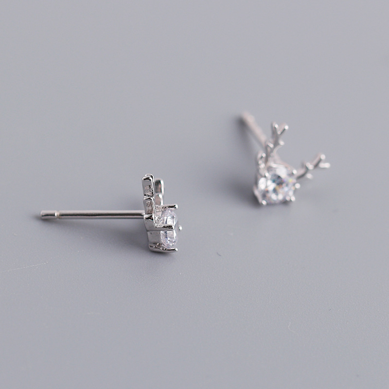 Christmas Tree Milu Deer S925 Silver Stud Earrings