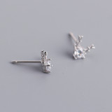 Christmas Tree Milu Deer S925 Silver Stud Earrings