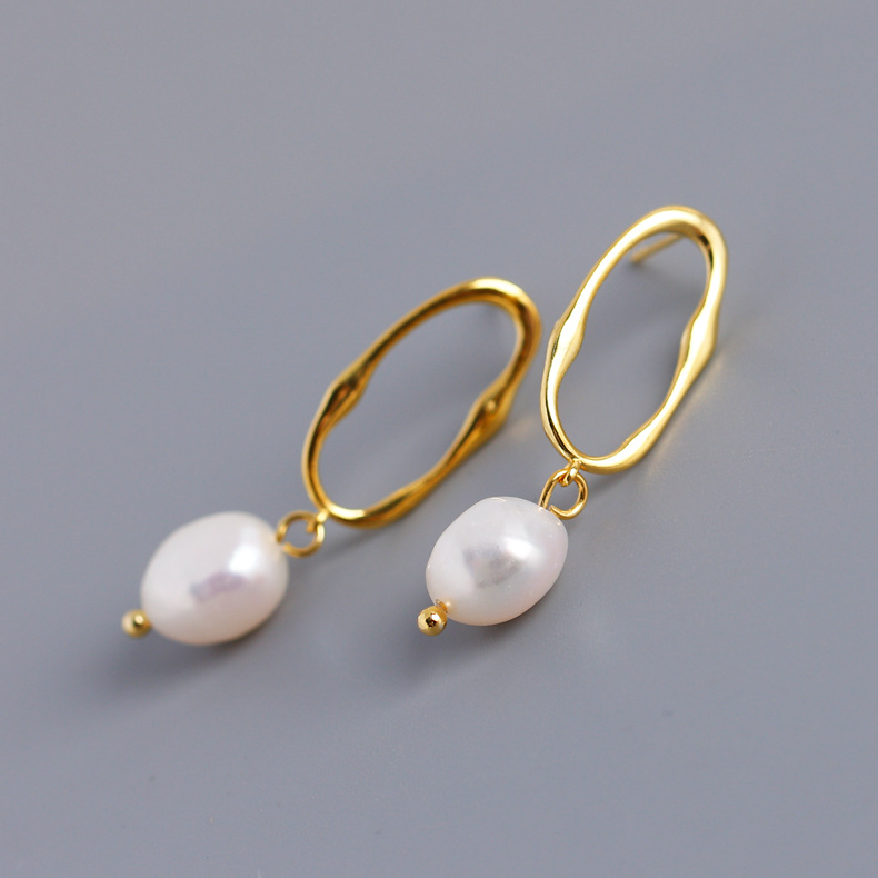 Baroque Style Irregular Freshwater Pearl S925 Silver Stud Earrings