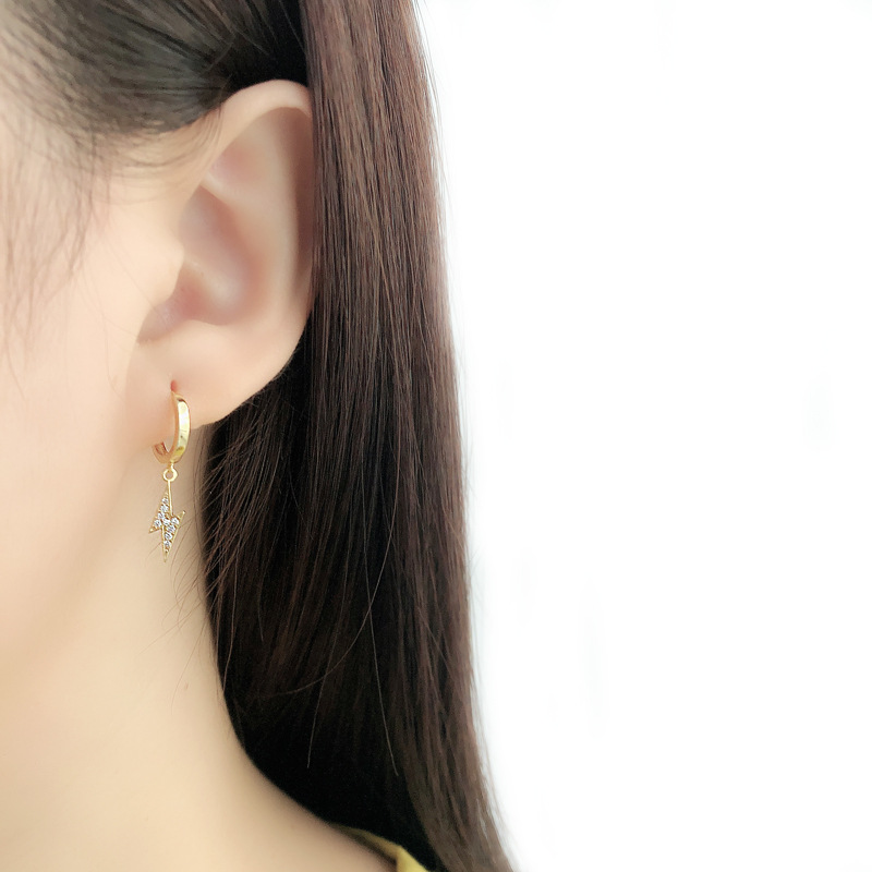 Lightning Pave cz Ear Clip S925 Silver Earrings