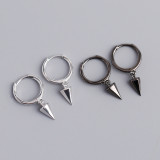 Geometric Hexagonal Cone Punk Style Ear Clip S925 Silver Stud Earrings