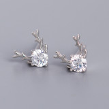 Christmas Tree Milu Deer S925 Silver Stud Earrings