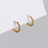 INS Simple Circle Ballpoint Ear Clip S925 Silver Earrings