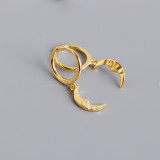 Geometric Baroque Style Moon Ear Clip S925 Silver Earrings